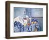 Still-Life with Peaches and Bottles-Paul Cézanne-Framed Giclee Print