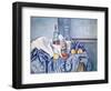 Still-Life with Peaches and Bottles-Paul Cézanne-Framed Giclee Print