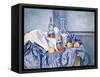 Still-Life with Peaches and Bottles-Paul Cézanne-Framed Stretched Canvas