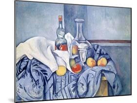 Still-Life with Peaches and Bottles-Paul Cézanne-Mounted Giclee Print