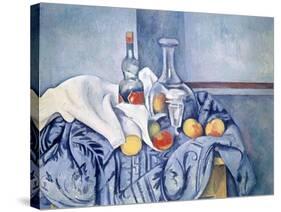 Still-Life with Peaches and Bottles-Paul Cézanne-Stretched Canvas