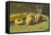 Still Life with Peaches and Wine Glass, Ca, 1890-Orneore Metelli-Framed Stretched Canvas