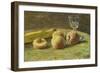 Still Life with Peaches and Wine Glass, Ca, 1890-Orneore Metelli-Framed Giclee Print