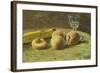 Still Life with Peaches and Wine Glass, Ca, 1890-Orneore Metelli-Framed Giclee Print