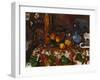 Still Life with Peaches, Carafe and Figures, circa 1900-Paul Cézanne-Framed Giclee Print