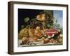 Still Life with Peaches, Watermelon and Grapes-John F Francis-Framed Giclee Print