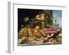 Still Life with Peaches, Watermelon and Grapes-John F Francis-Framed Giclee Print