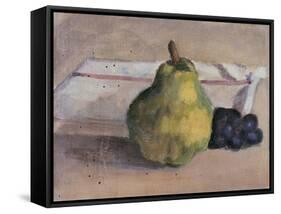 Still Life with Pear and Grapes-Egisto Paolo Fabbri-Framed Stretched Canvas