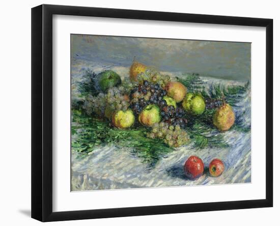 Still Life with Pears and Grapes, 1880-Claude Monet-Framed Giclee Print