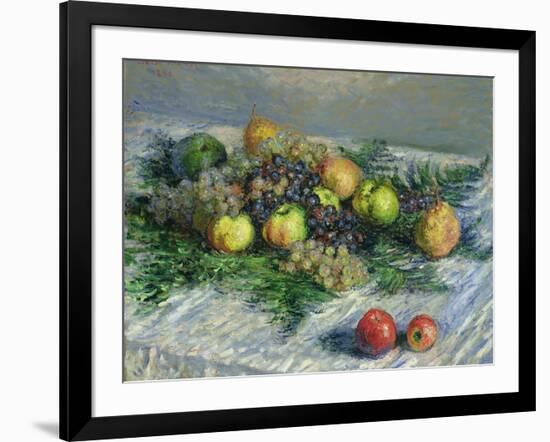 Still Life with Pears and Grapes, 1880-Claude Monet-Framed Giclee Print