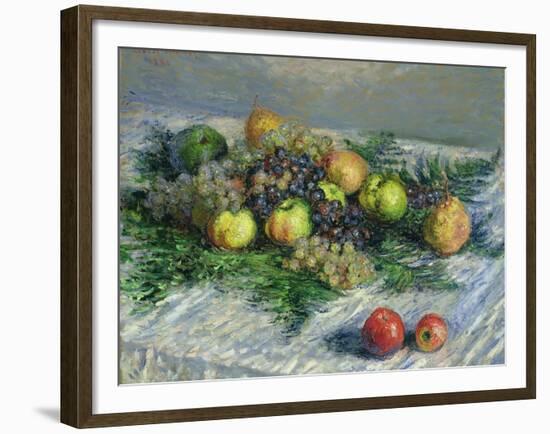 Still Life with Pears and Grapes, 1880-Claude Monet-Framed Giclee Print