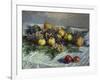 Still Life with Pears and Grapes, 1880-Claude Monet-Framed Giclee Print
