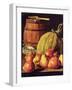 Still Life with Pears, Melon and Barrel for Marinading-Luis Egidio Melendez-Framed Giclee Print