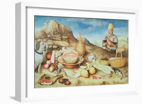 Still Life with Peasant and Hens-Giovanna Garzoni-Framed Giclee Print