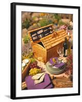 Still Life with Picnic Basket, Crockery, Glasses and Wine-Alena Hrbkova-Framed Photographic Print