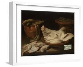 Still Life with Pigs Head, Trotters and Sausage-Monogrammist JVR-Framed Art Print