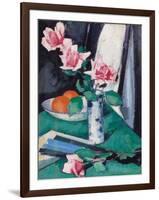 Still Life with Pink Roses and Oranges in a Blue and White Vase-Samuel John Peploe-Framed Giclee Print