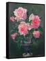 Still Life with Pink Roses in Vases-Albert Williams-Framed Stretched Canvas