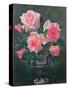 Still Life with Pink Roses in Vases-Albert Williams-Stretched Canvas