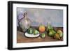 Still Life with Pitcher and Fruit, 1885-87-Paul Cézanne-Framed Giclee Print