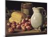 Still Life with Plums, Black Figs and Bread-Luís Meléndez O Menéndez-Mounted Art Print