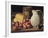 Still Life with Plums, Black Figs and Bread-Luís Meléndez O Menéndez-Framed Art Print