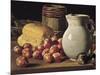 Still Life with Plums, Black Figs and Bread-Luís Meléndez O Menéndez-Mounted Art Print