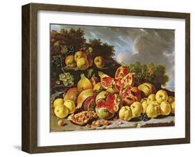 Still Life with Pomegranates, Apples, Cherries and Grapes-Melendez-Framed Giclee Print