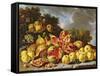 Still Life with Pomegranates, Apples, Cherries and Grapes-Melendez-Framed Stretched Canvas