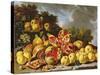 Still Life with Pomegranates, Apples, Cherries and Grapes-Melendez-Stretched Canvas