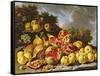 Still Life with Pomegranates, Apples, Cherries and Grapes-Melendez-Framed Stretched Canvas