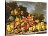 Still Life with Pomegranates, Apples, Cherries and Grapes-Melendez-Stretched Canvas