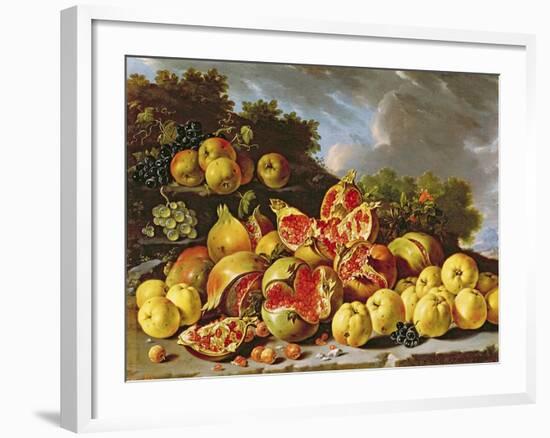 Still Life with Pomegranates, Apples, Cherries and Grapes-Melendez-Framed Giclee Print