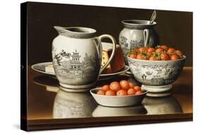 Still Life with Porcelain and Strawberries-Levi Wells Prentice-Stretched Canvas