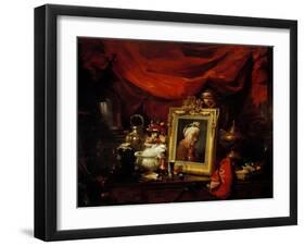 Still Life with Portrait of Chardin-Philippe Rousseau-Framed Giclee Print