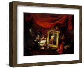 Still Life with Portrait of Chardin-Philippe Rousseau-Framed Giclee Print