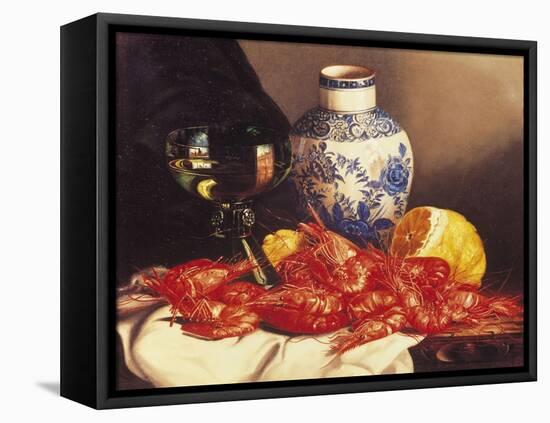 Still Life with Prawns-Edward Ladell-Framed Stretched Canvas
