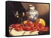 Still Life with Prawns-Edward Ladell-Framed Stretched Canvas