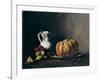 Still Life with Pumpkin, Plums, Cherries, Figs and Jug, Ca 1860-Théodule Augustin Ribot-Framed Giclee Print