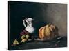 Still Life with Pumpkin, Plums, Cherries, Figs and Jug, Ca 1860-Théodule Augustin Ribot-Stretched Canvas