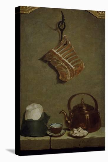 Still Life with Quarter of Meat, Sugar Bread, Copper Kettle and Cup-Jean-Baptiste Oudry-Stretched Canvas