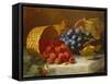 Still Life with Raspberries and a Bunch of Grapes on a Marble Ledge, 1882-Eloise Harriet Stannard-Framed Stretched Canvas