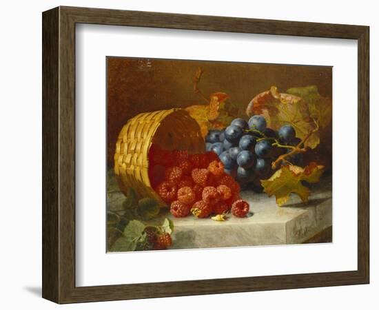 Still Life with Raspberries and a Bunch of Grapes on a Marble Ledge, 1882-Eloise Harriet Stannard-Framed Giclee Print