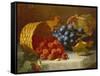 Still Life with Raspberries and a Bunch of Grapes on a Marble Ledge, 1882-Eloise Harriet Stannard-Framed Stretched Canvas