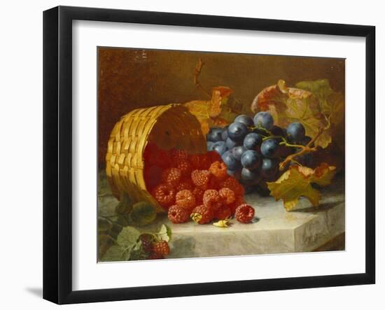 Still Life with Raspberries and a Bunch of Grapes on a Marble Ledge, 1882-Eloise Harriet Stannard-Framed Giclee Print