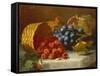 Still Life with Raspberries and a Bunch of Grapes on a Marble Ledge, 1882-Eloise Harriet Stannard-Framed Stretched Canvas