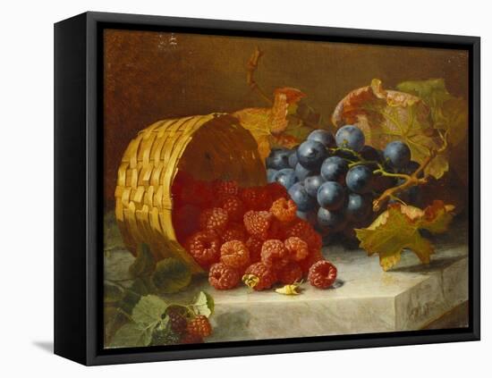 Still Life with Raspberries and a Bunch of Grapes on a Marble Ledge, 1882-Eloise Harriet Stannard-Framed Stretched Canvas