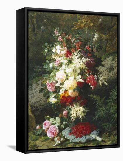 Still Life with Raspberries-Jean Baptiste Claude Robie-Framed Stretched Canvas