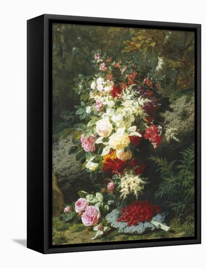 Still Life with Raspberries-Jean Baptiste Claude Robie-Framed Stretched Canvas