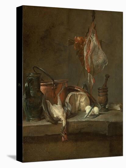 Still Life with Ray and Basket of Onions, 1731-Jean-Baptiste Simeon Chardin-Stretched Canvas
